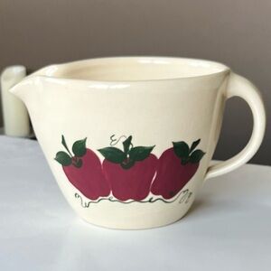 VTG East Texas Pottery Stoneware batter bowl/pitcher apple motif-farmhouse style